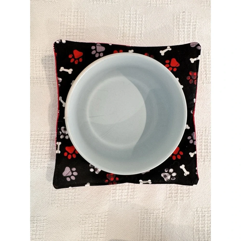 Handmade Bowl Cozy Set Paw Print Casserole Carrier Microwave Hot Pad 3pc